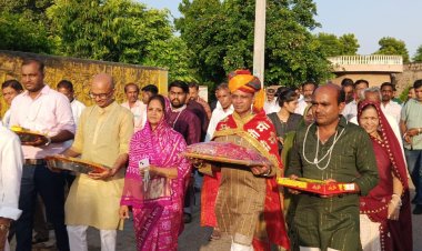 अम्बाजी धाम अखंड जैन संघ पैदल यात्रा के भव्य वरघोड़े का आयोजन