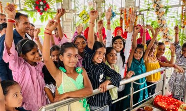 श्री क्षेमंकरी माता मंदिर में नवरात्रि महोत्सव के नवमे दिन कन्या पूजन का आयोजन