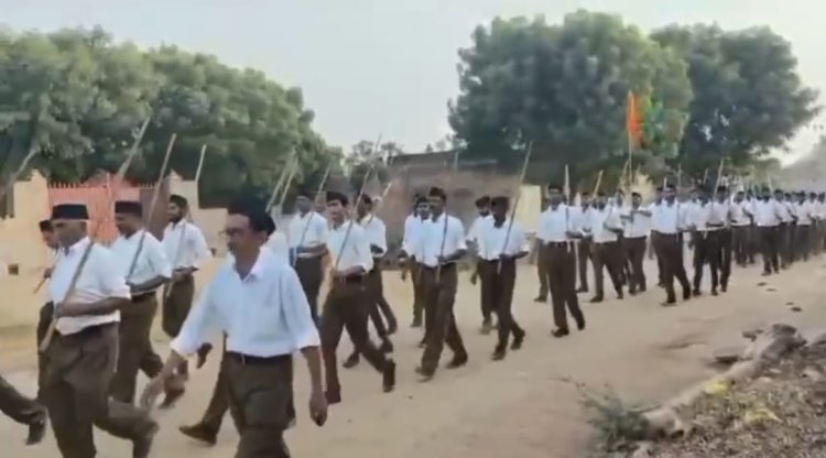 दीगांव में राष्ट्रीय स्वयंसेवक संघ के पथ संचलन में दिखा जोश और उत्साह