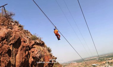 सुंधा माता पहाड़ी पर स्थित रोप-वे में यात्रियों के फंसने की सूचना पर प्रशासन ने की सफल मॉक ड्रिल