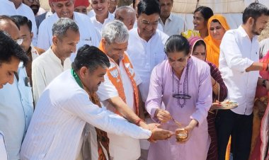 जालोर में भाजपा कार्यालय की सात साल पहले वसुंधरा सरकार में बनी थी चारदीवारी, अब भवन का हुआ शिलान्यास