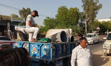 बिना अनुमति के निर्माण कार्यों को करवाया बंद, सामान किया जब्त